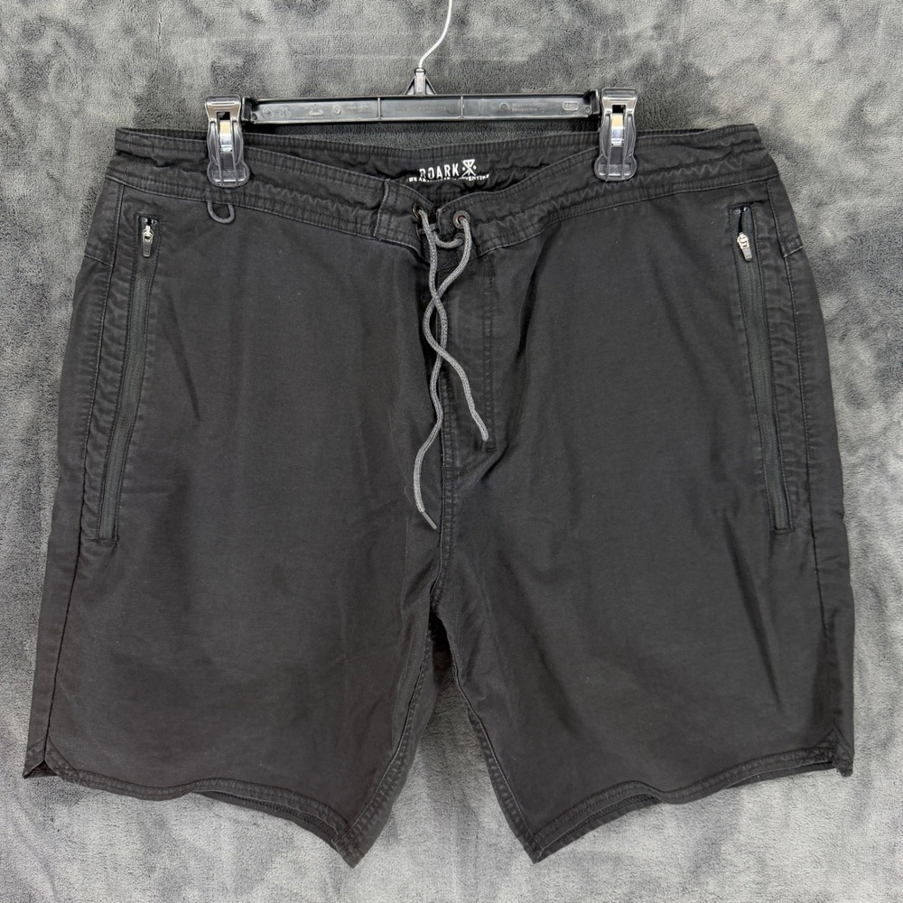 Roark Layover 2.0 Mens‎ Black Cargo Shorts Drawstring Zip Pockets Size 38